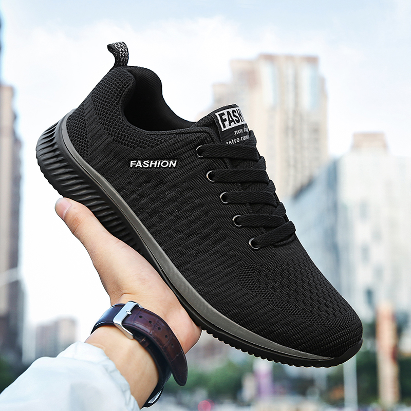 Knit Fabric Lace Up Sneakers - YRZL sepatu olahraga pria, sneaker atletis