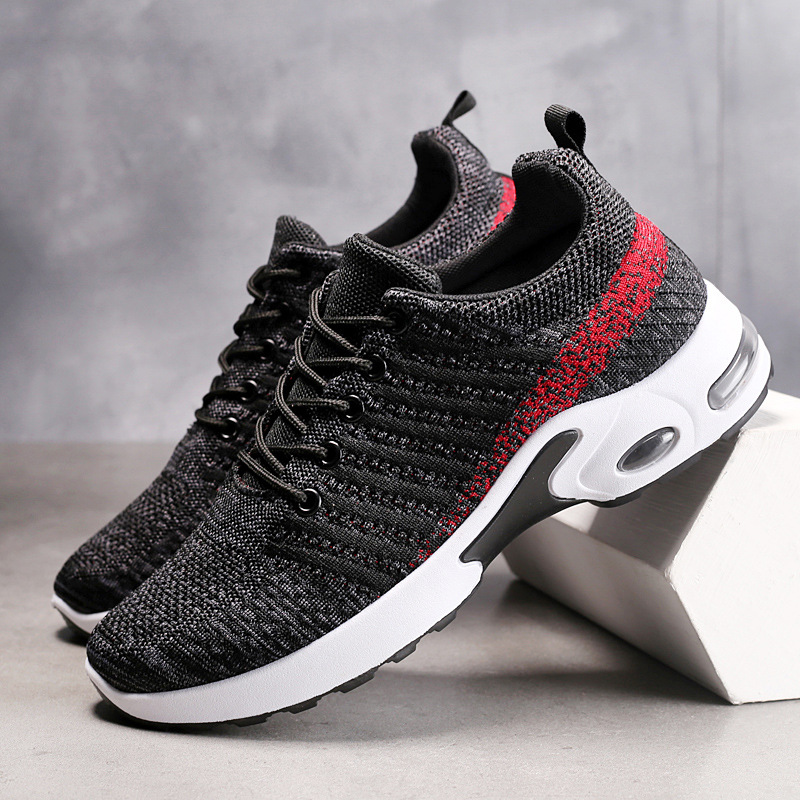 Sepatu kets pria sepatu rajut  - Knit Fabric Lace Up Sneakers ulasan dan harga