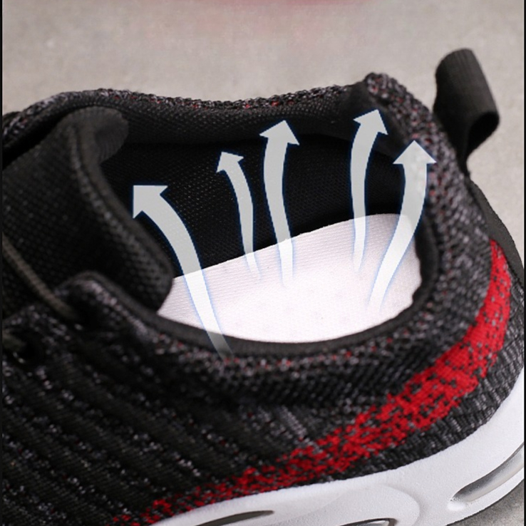 Sepatu kets pria sepatu rajut  - Knit Fabric Lace Up Sneakers ulasan dan harga