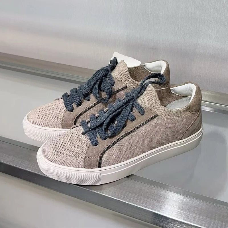 Sepatu Rajut Wanita Bersirkula - Knit Fabric Lace Up Sneakers ulasan dan harga